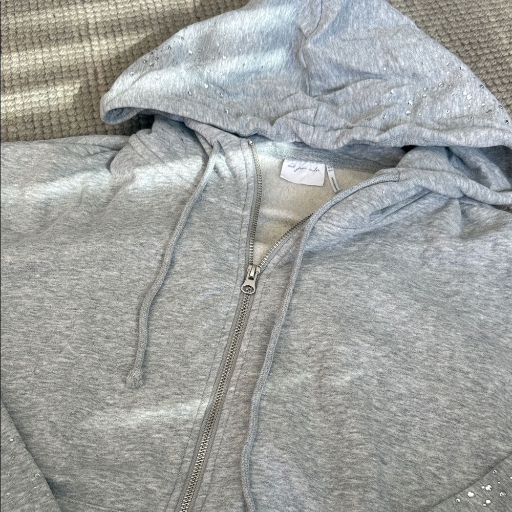 Out From Under Merrick Shine Embellished Zip-Up Hoodie Sweatshirt - Picture 7 of 11
